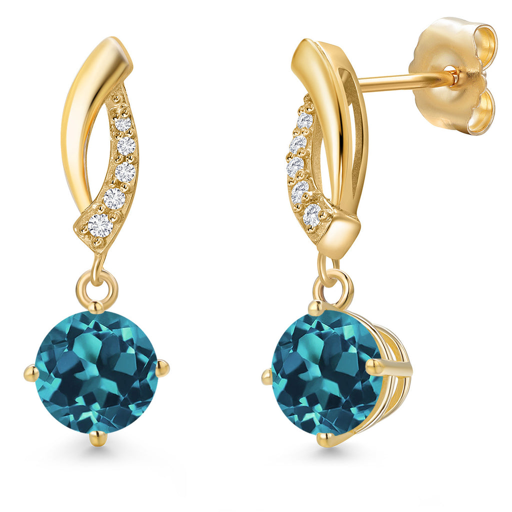 London Blue Topaz - November_Earrings in 14K Yellow Gold