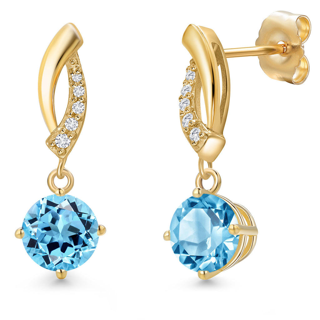 Swiss Blue Topaz - November_Earrings in 14K Yellow Gold