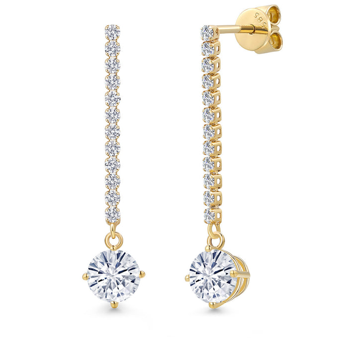 White Moissanite - April_Earrings in 14K Yellow Gold