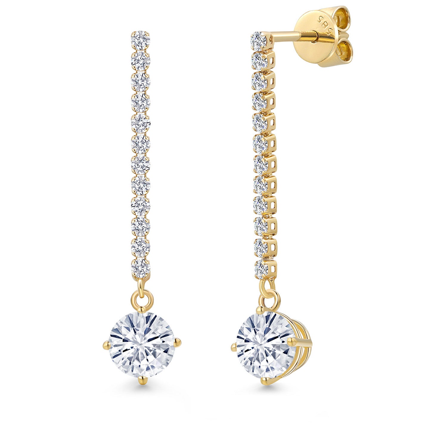White Moissanite - April_Earrings in 14K Yellow Gold
