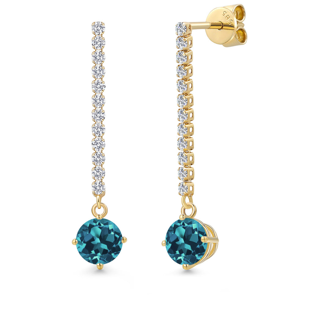 London Blue Topaz - November_Earrings in 14K Yellow Gold