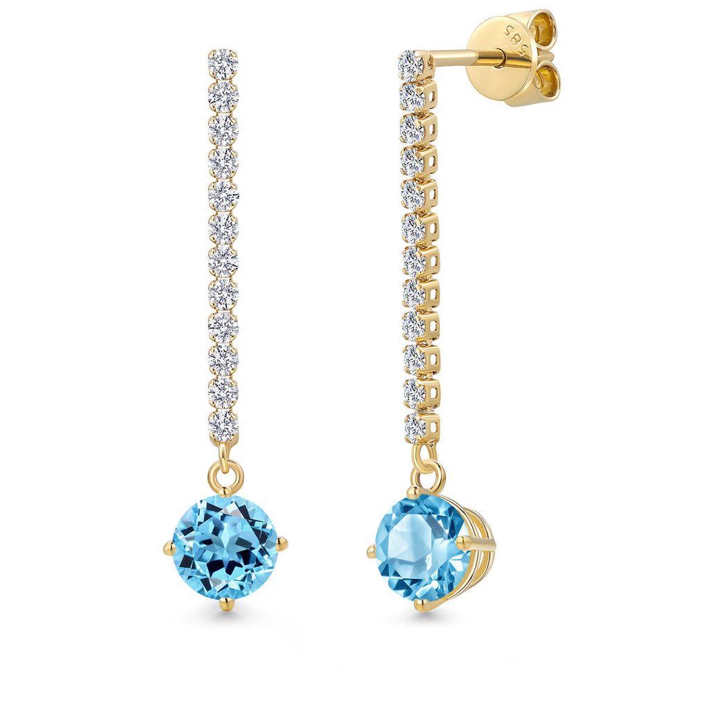 Swiss Blue Topaz - November_Earrings in 14K Yellow Gold