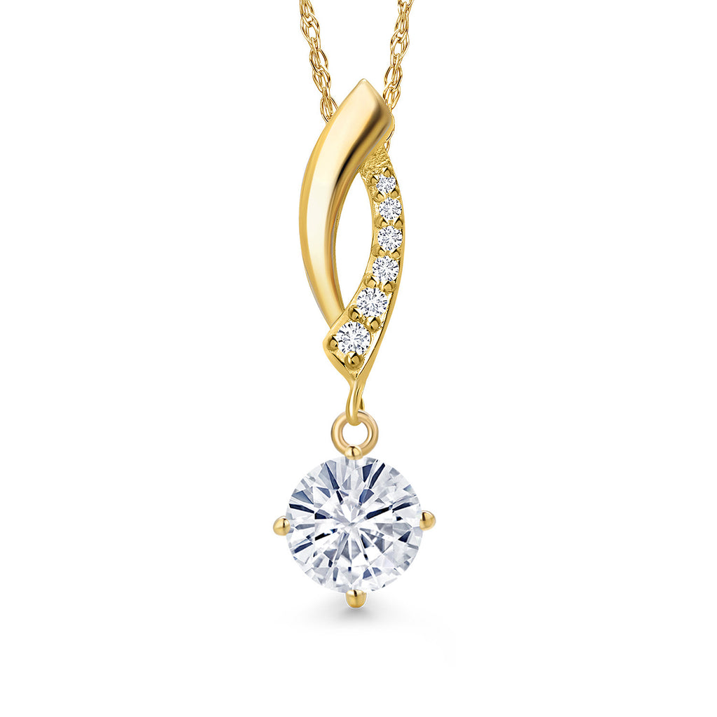 White Moissanite - April_Pendant in 14K Yellow Gold
