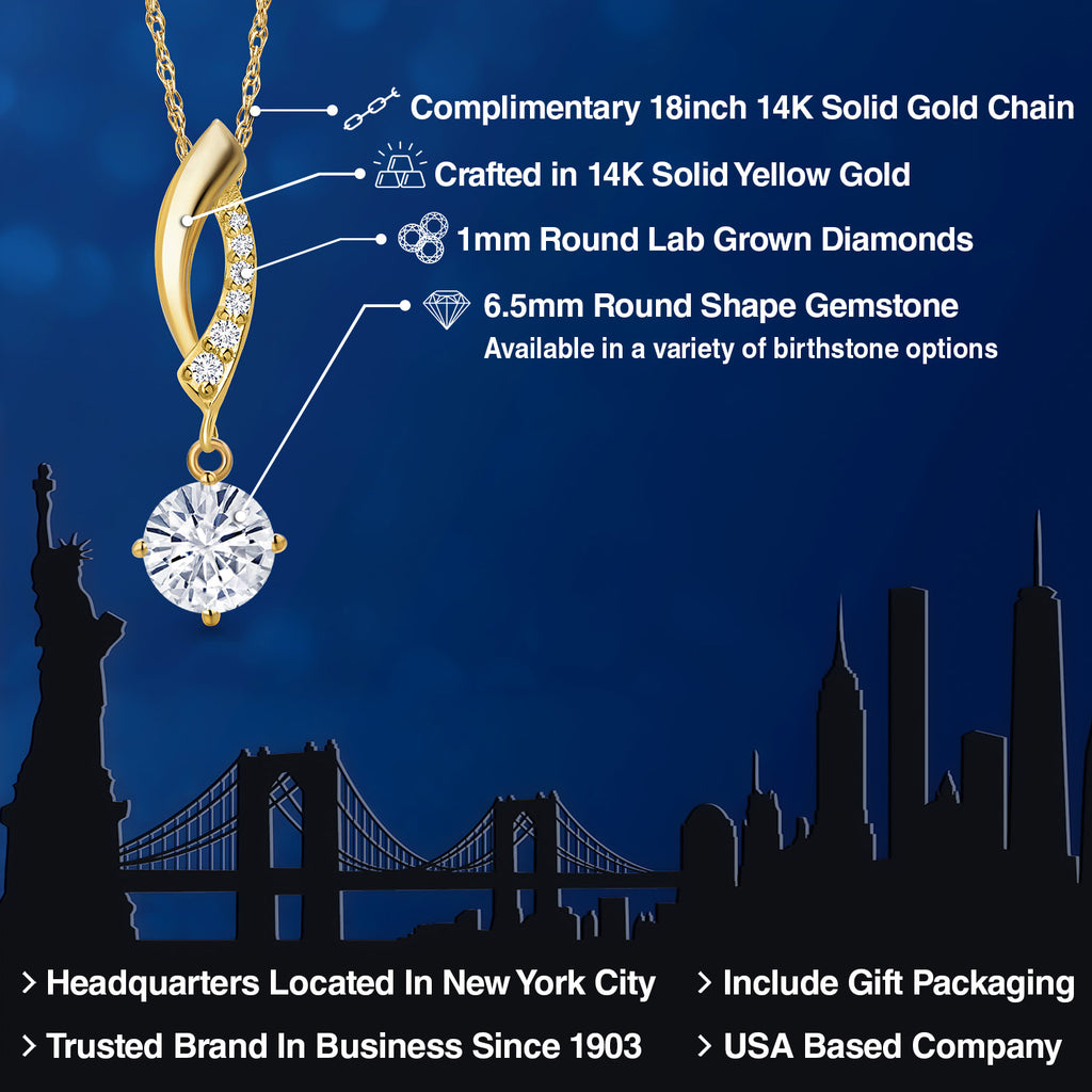 Moissanite and Lab Grown Diamond_Pendant in 14K Yellow Gold