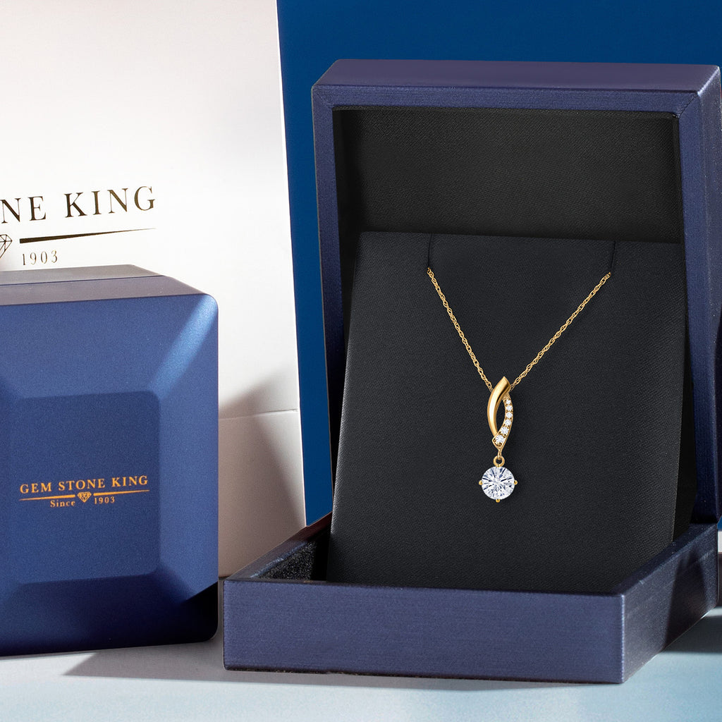 Moissanite and Lab Grown Diamond_Pendant in 14K Yellow Gold
