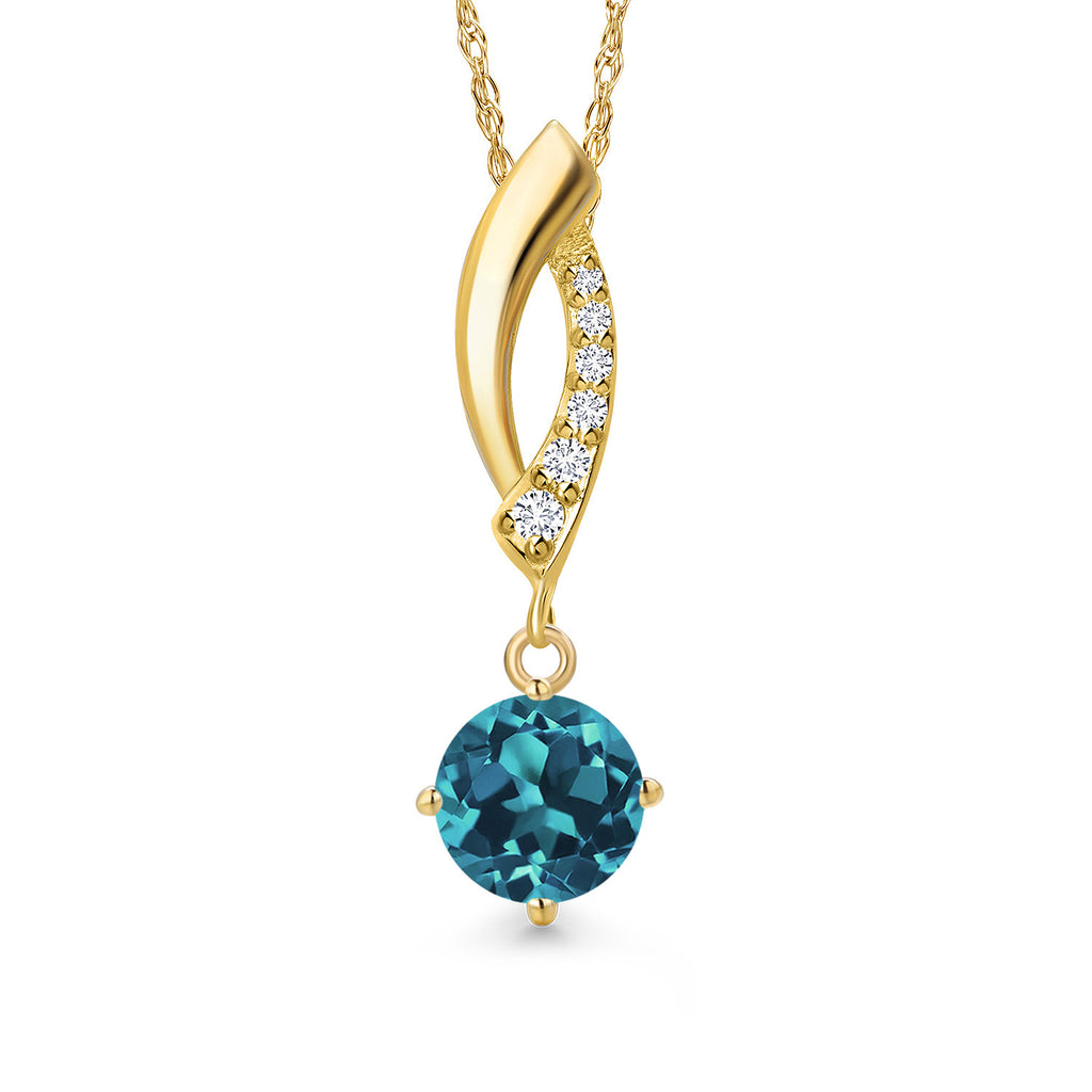 London Blue Topaz - November_Pendant in 14K Yellow Gold