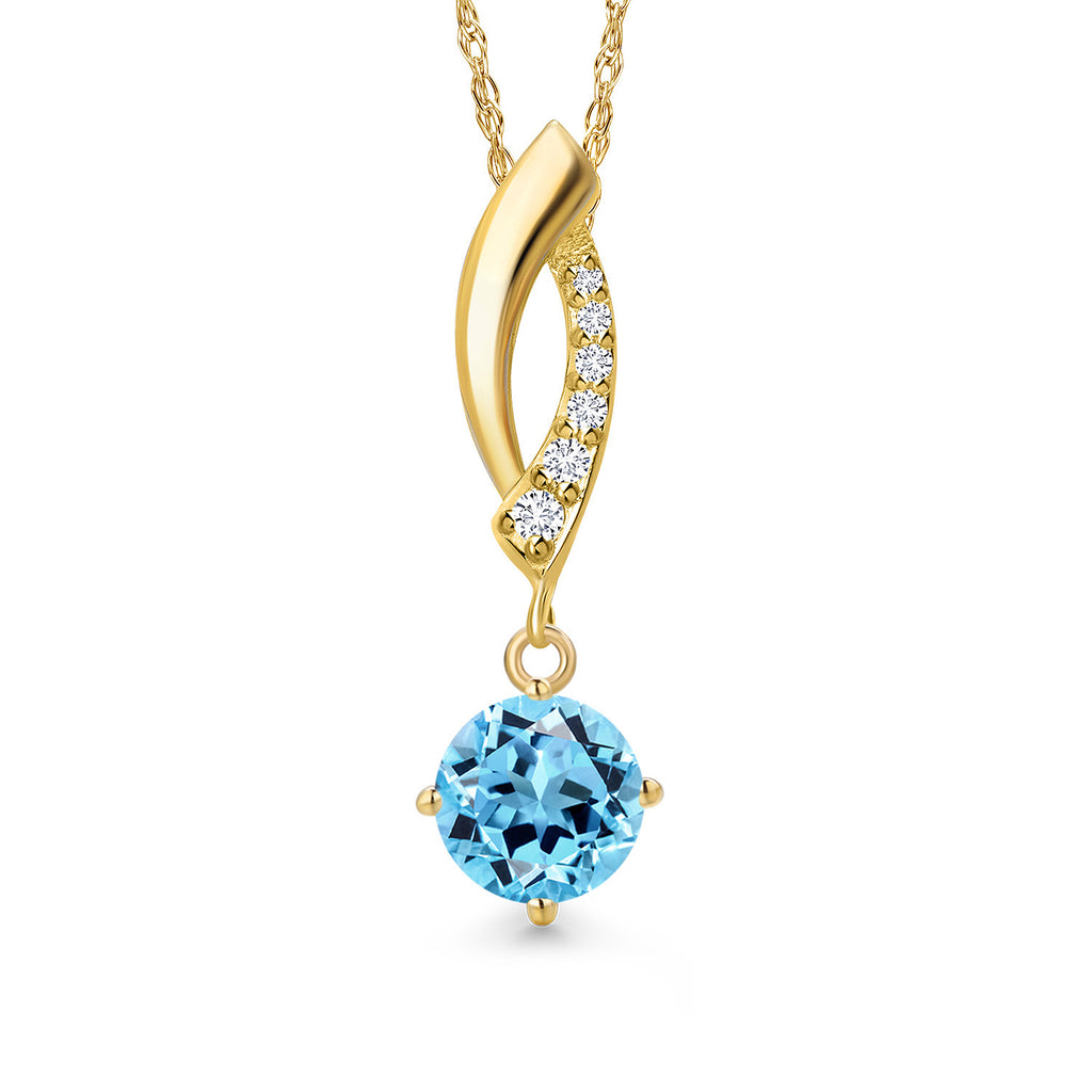 Swiss Blue Topaz - November_Pendant in 14K Yellow Gold