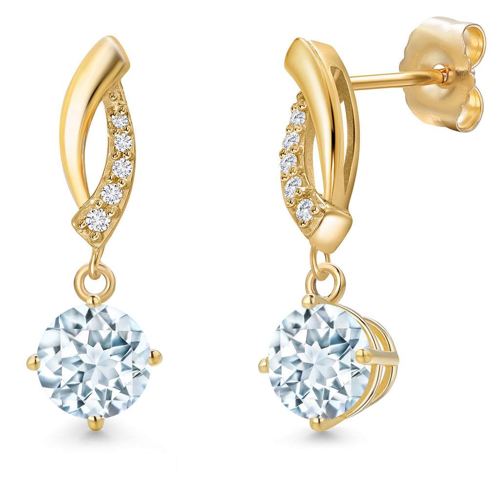 Aquamarine - March_Earrings in 14K Yellow Gold