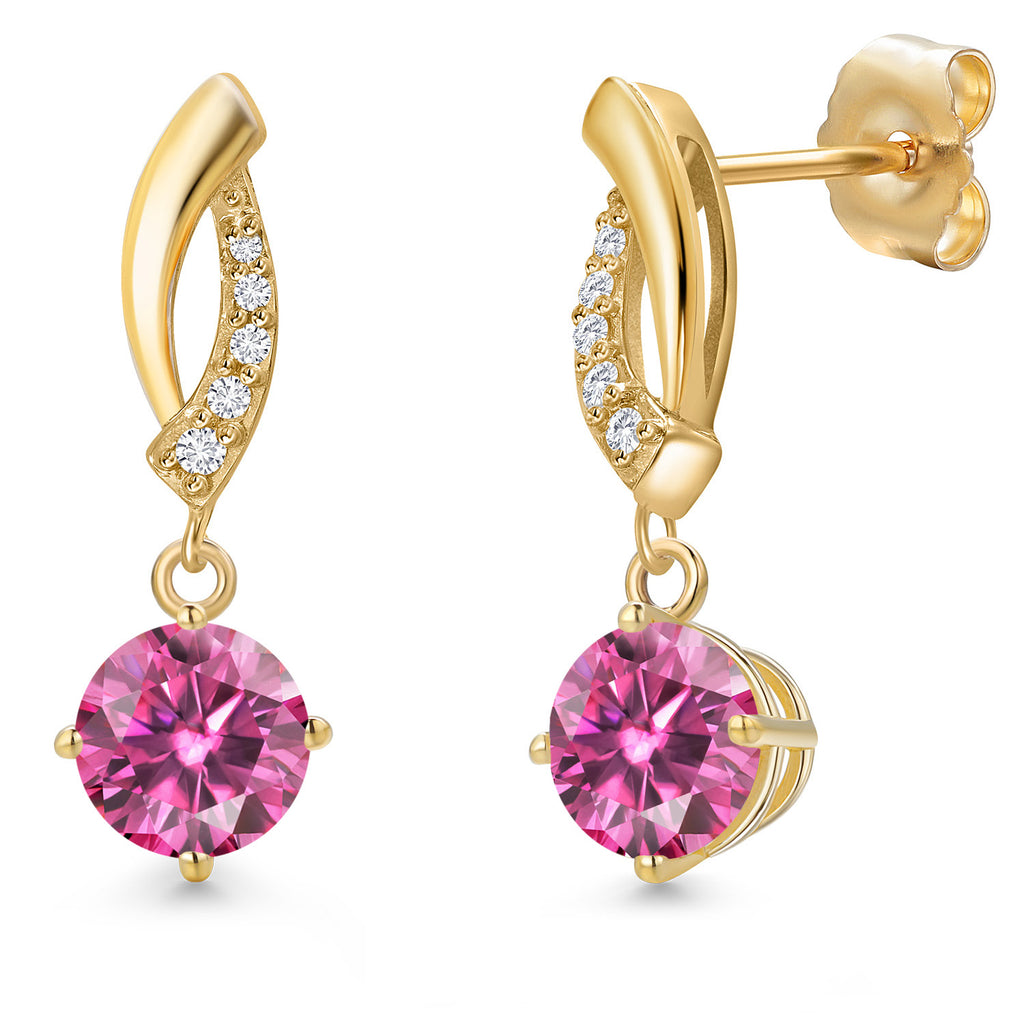 Pink Moissanite - April_Earrings in 14K Yellow Gold