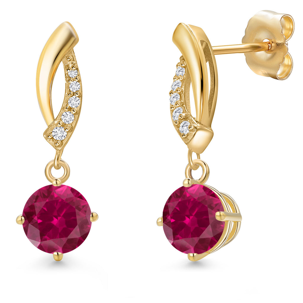 Created Ruby - July_Earrings in 14K Yellow Gold