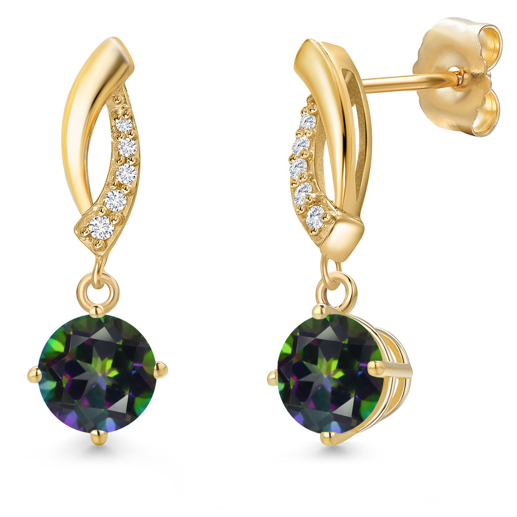 Green Mystic Topaz_Earrings in 14K Yellow Gold