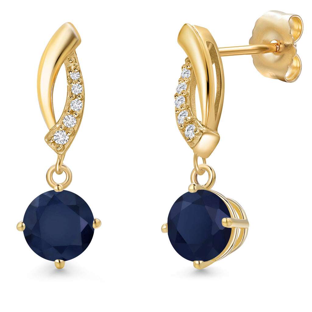 Blue Sapphire - September_Earrings in 14K Yellow Gold