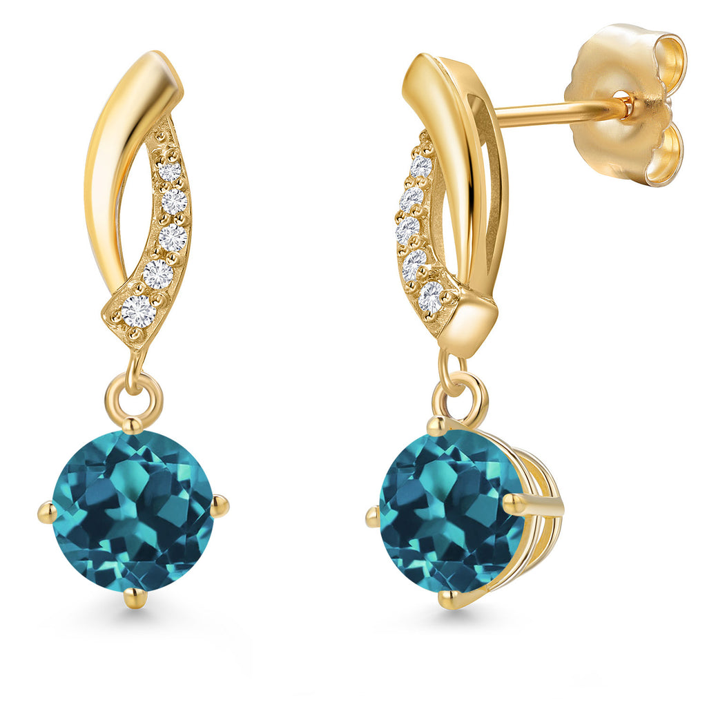 London Blue Topaz - November_Earrings in 14K Yellow Gold