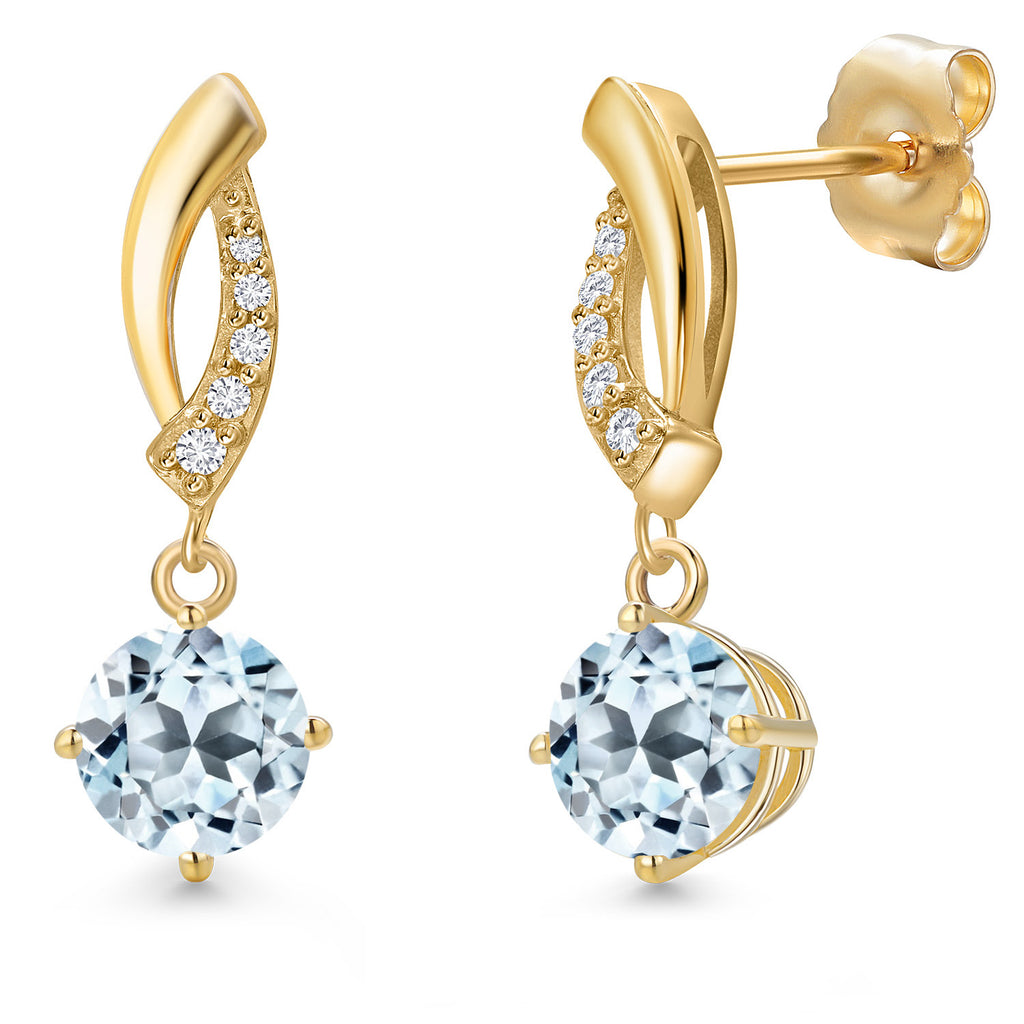 Sky Blue Topaz - November_Earrings in 14K Yellow Gold