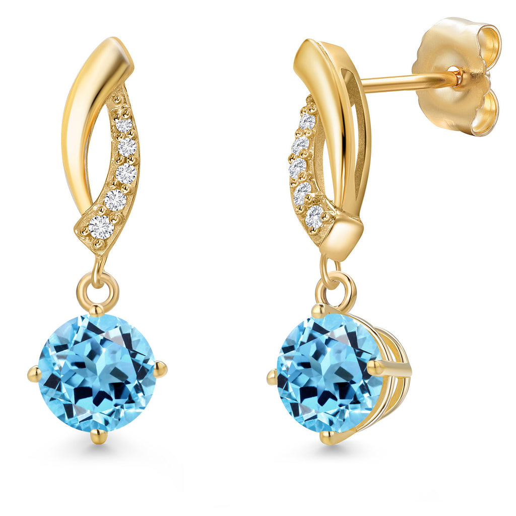 Swiss Blue Topaz - November_Earrings in 14K Yellow Gold