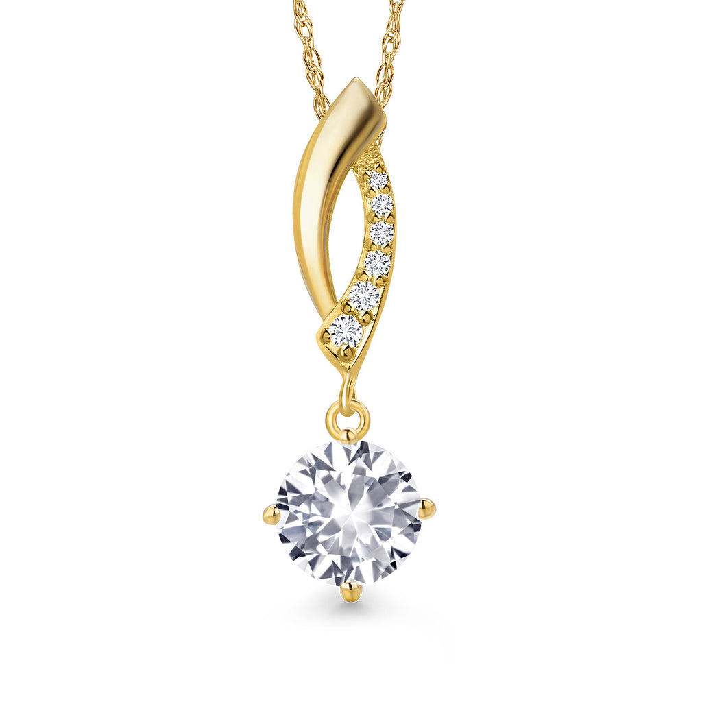 White Created Sapphire - September_Pendant in 14K Yellow Gold