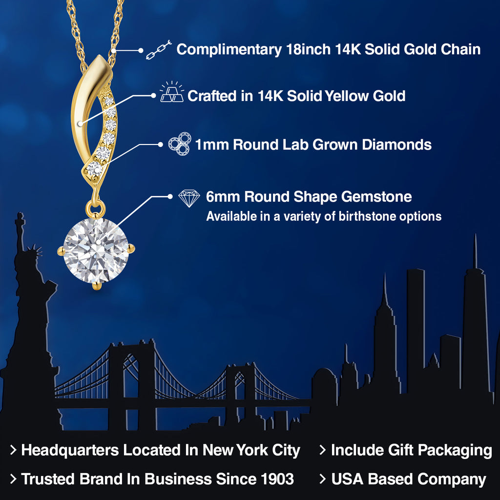 White Lab Grown Diamond - April_Pendant in 14K Yellow Gold