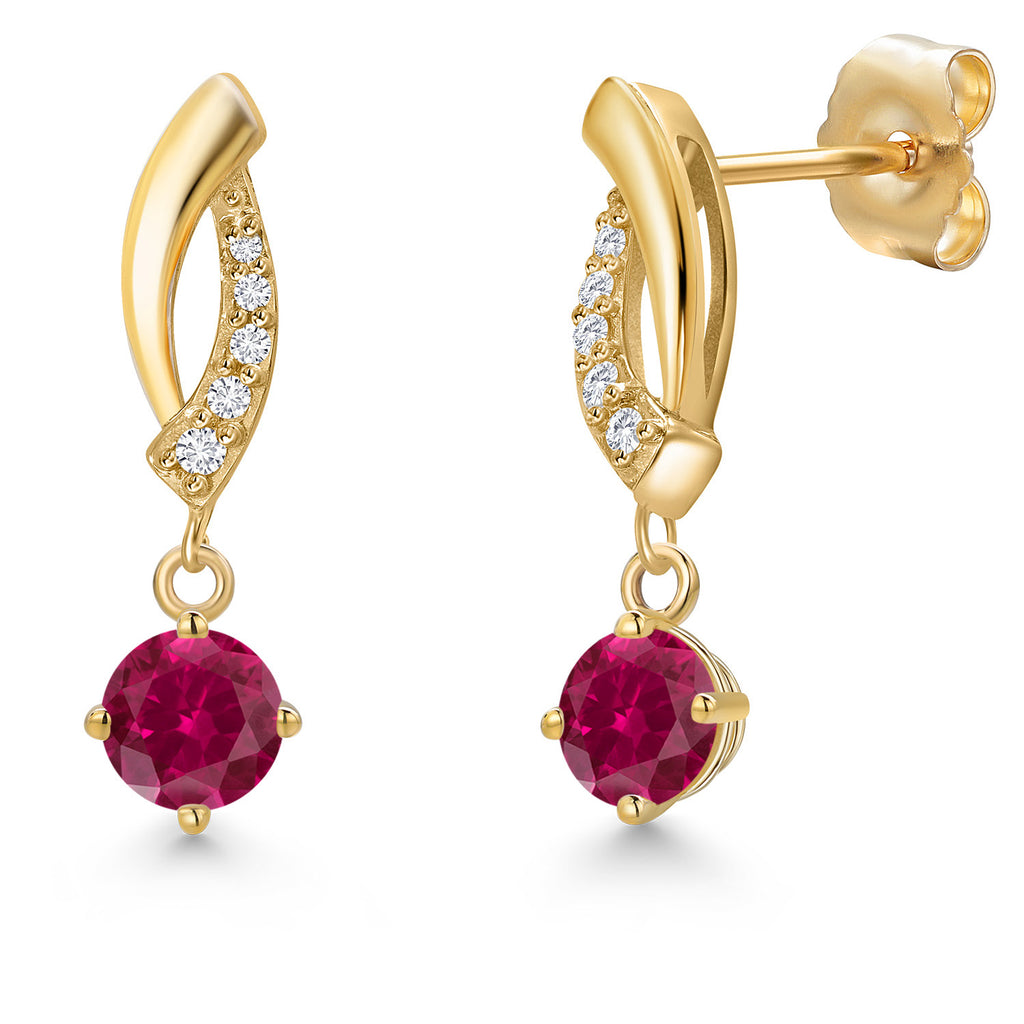Created Ruby - July_Earrings in 14K Yellow Gold