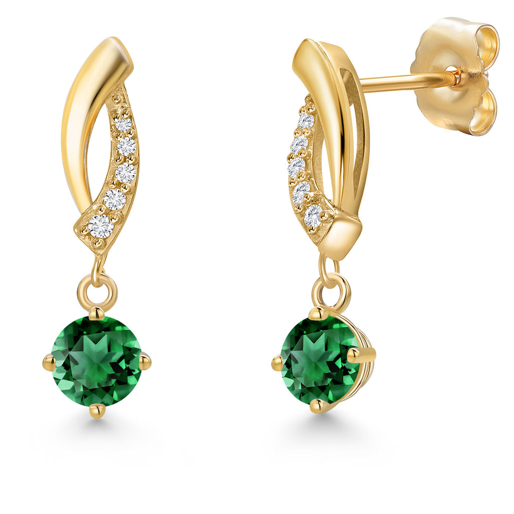 Nano Emerald - May_Earrings in 14K Yellow Gold
