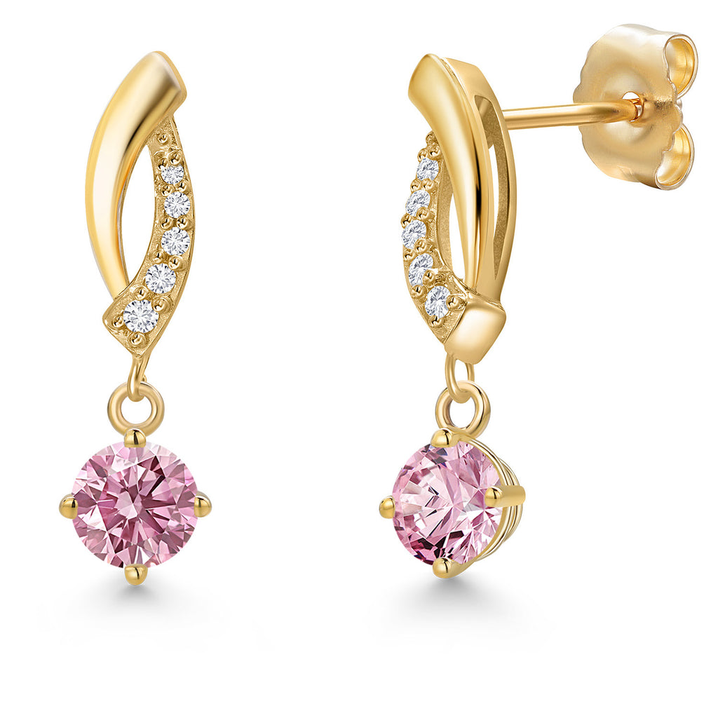 Pink Lab Grown Diamond - April_Earrings in 14K Yellow Gold