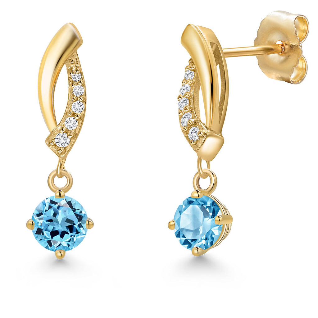 Swiss Blue Topaz - November_Earrings in 14K Yellow Gold