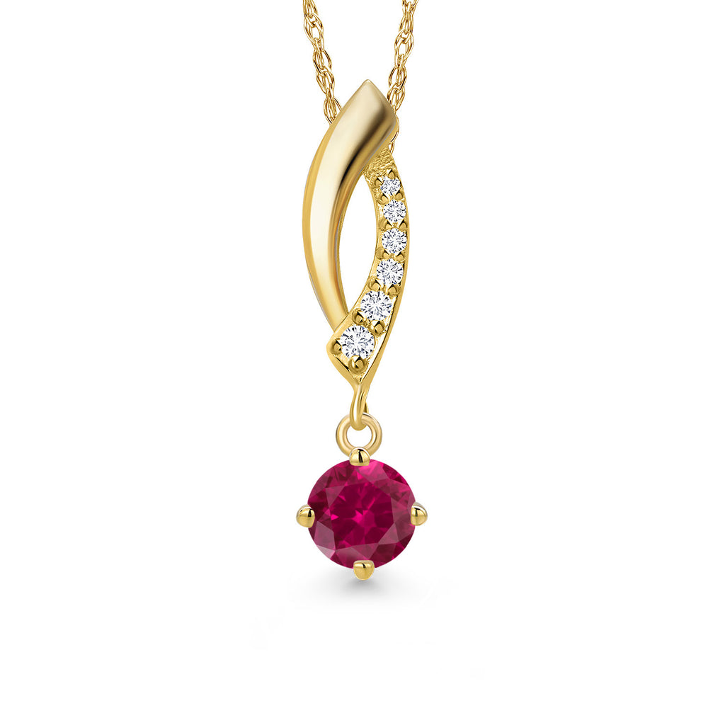 Created Ruby - July_Pendant in 14K Yellow Gold