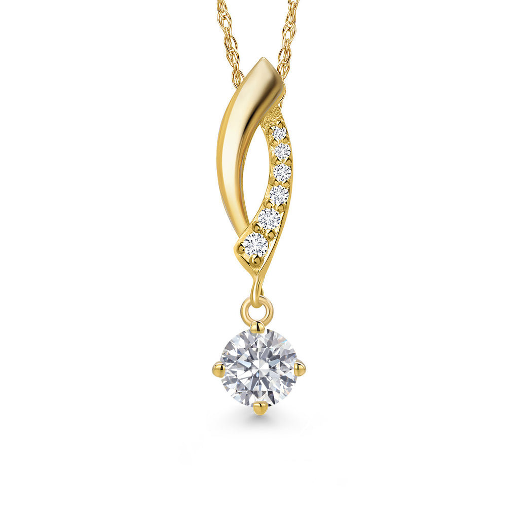 White Lab Grown Diamond - April_Pendant in 14K Yellow Gold