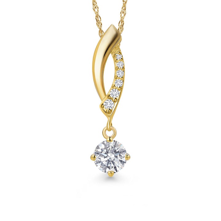 White Lab Grown Diamond - April_Pendant in 14K Yellow Gold