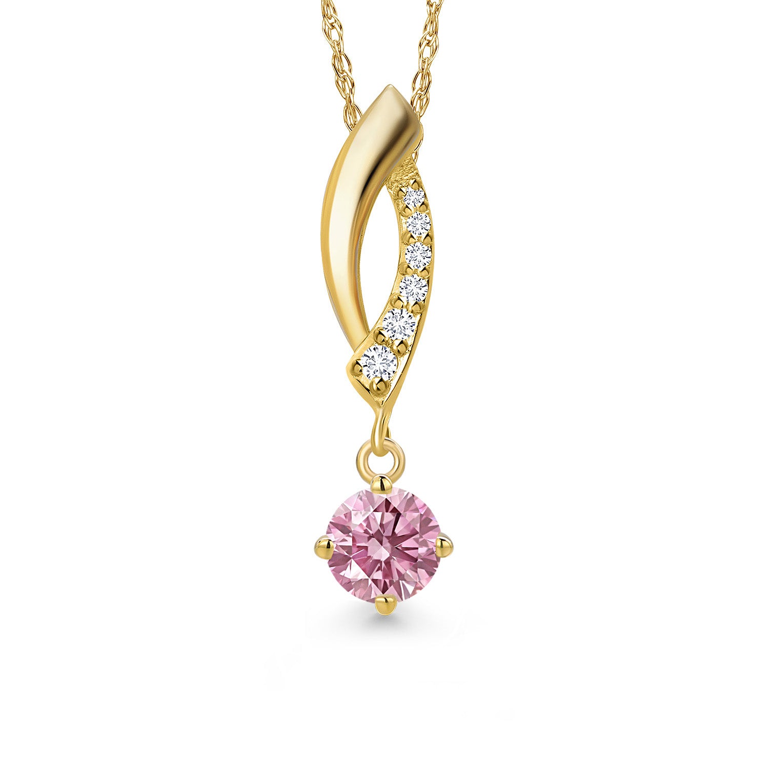 Pink Lab Grown Diamond - April_Pendant in 14K Yellow Gold