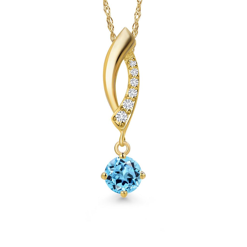 Swiss Blue Topaz - November_Pendant in 14K Yellow Gold