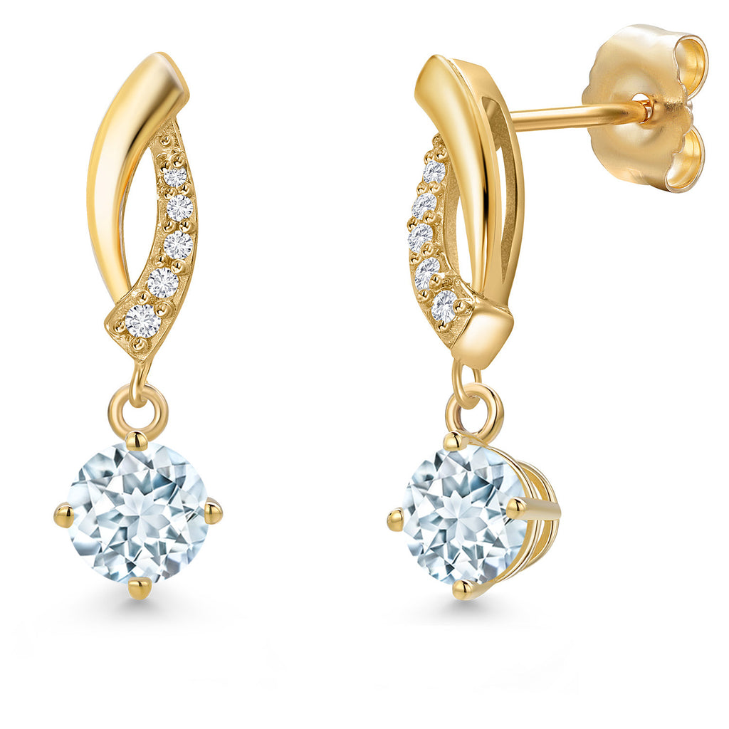Aquamarine - March_Earrings in 14K Yellow Gold