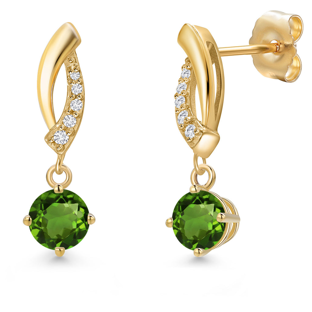 Chrome Diopside_Earrings in 14K Yellow Gold