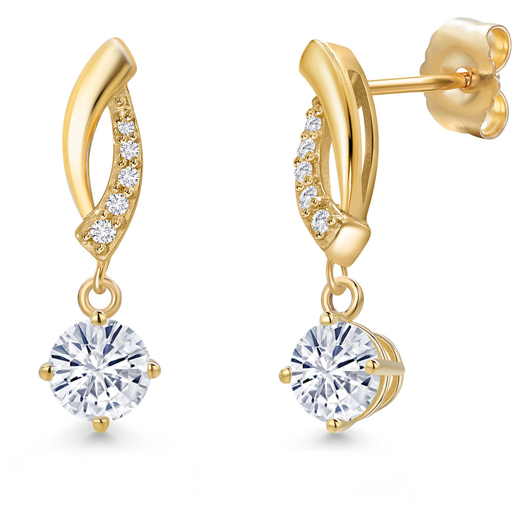 White Moissanite - April_Earrings in 14K Yellow Gold