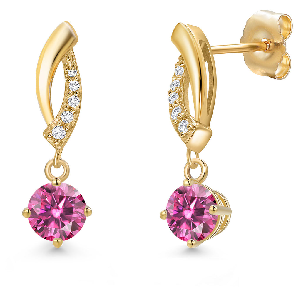 Pink Moissanite - April_Earrings in 14K Yellow Gold