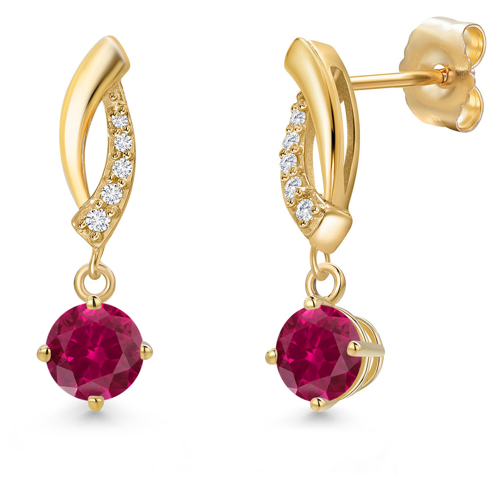 Created Ruby - July_Earrings in 14K Yellow Gold