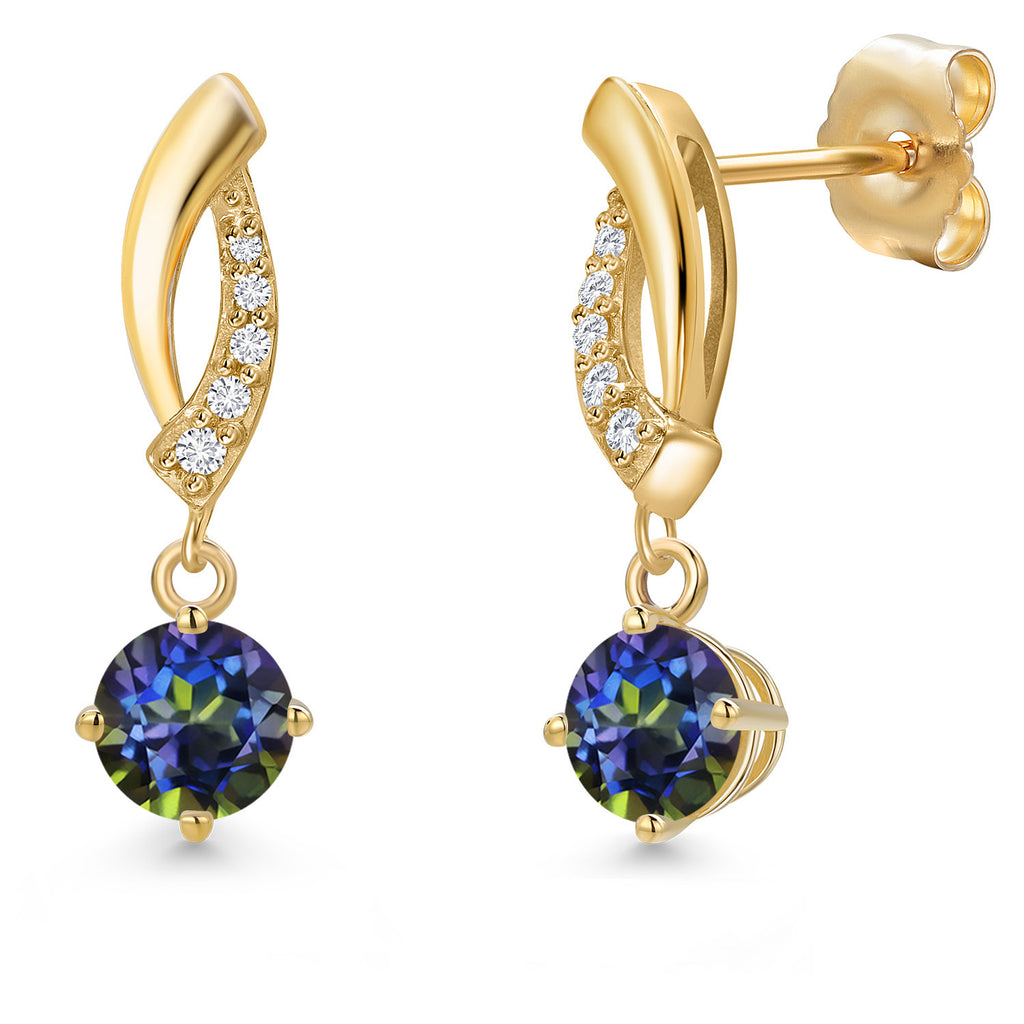 Blue Mystic Topaz_Earrings in 14K Yellow Gold