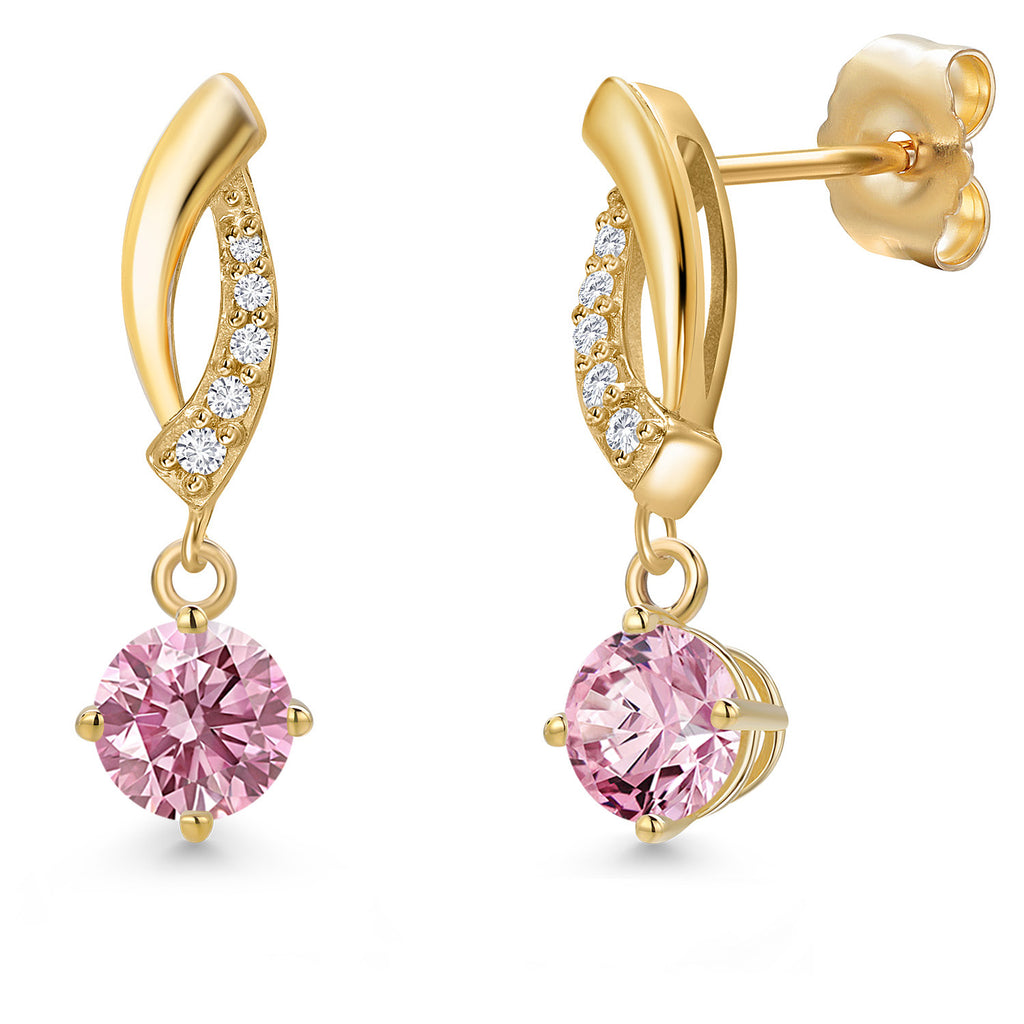 Pink Lab Grown Diamond - April_Earrings in 14K Yellow Gold