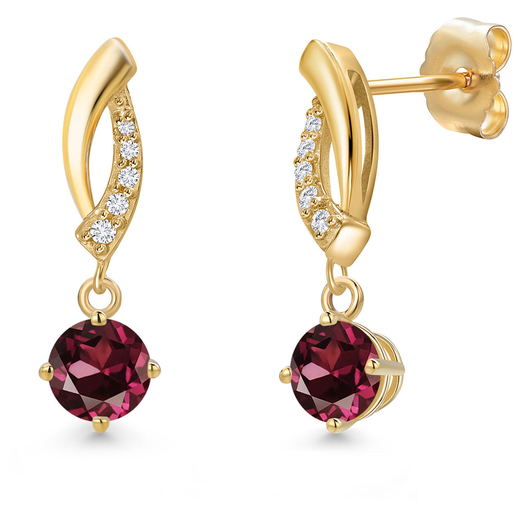 Rhodolite Garnet_Earrings in 14K Yellow Gold