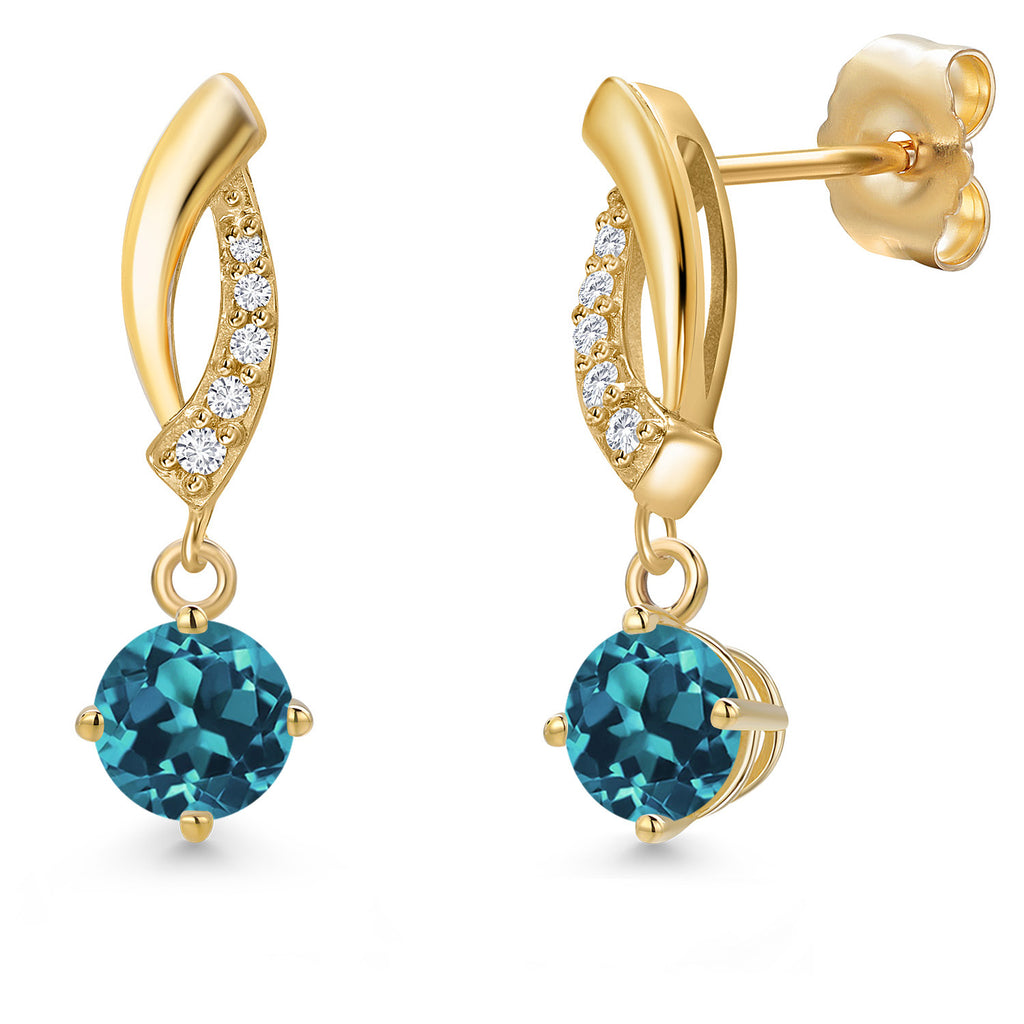 London Blue Topaz - November_Earrings in 14K Yellow Gold