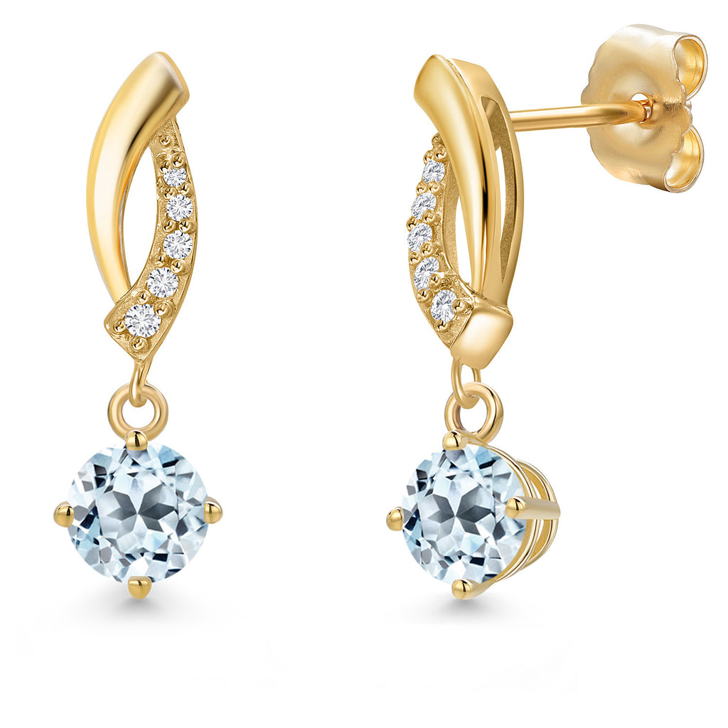 Sky Blue Topaz - November_Earrings in 14K Yellow Gold