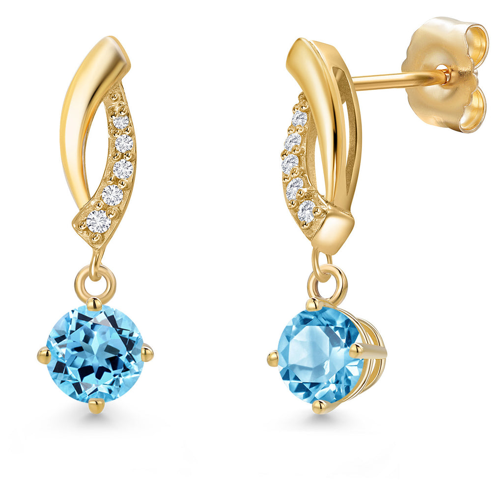 Swiss Blue Topaz - November_Earrings in 14K Yellow Gold