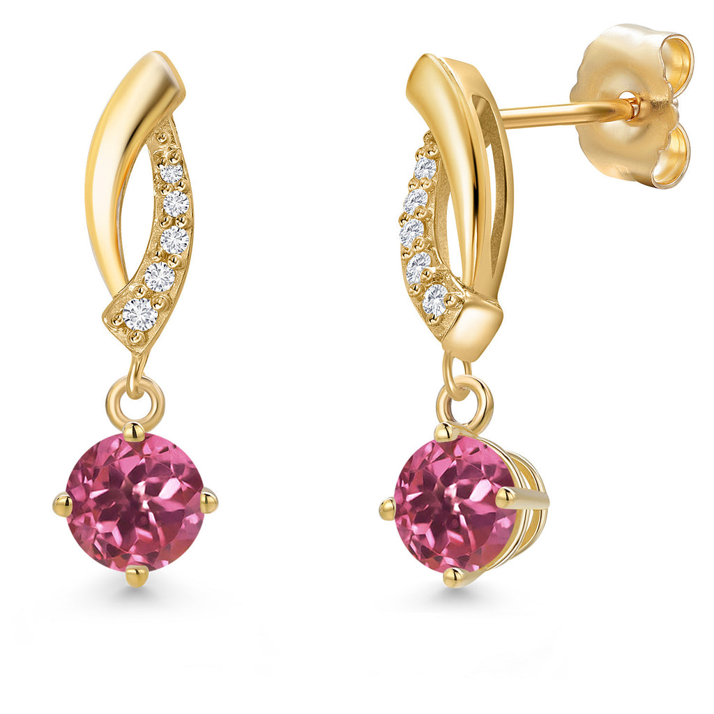 Pink Tourmaline - October_Earrings in 14K Yellow Gold
