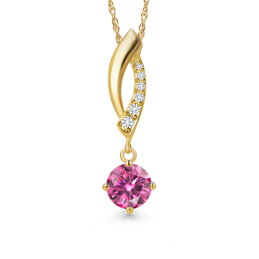 Pink Moissanite - April_Pendant in 14K Yellow Gold