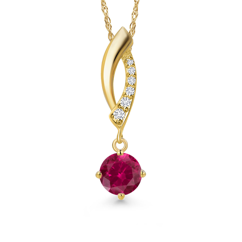 Created Ruby - July_Pendant in 14K Yellow Gold
