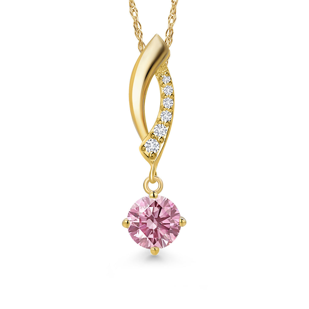 Pink Lab Grown Diamond - April_Pendant in 14K Yellow Gold