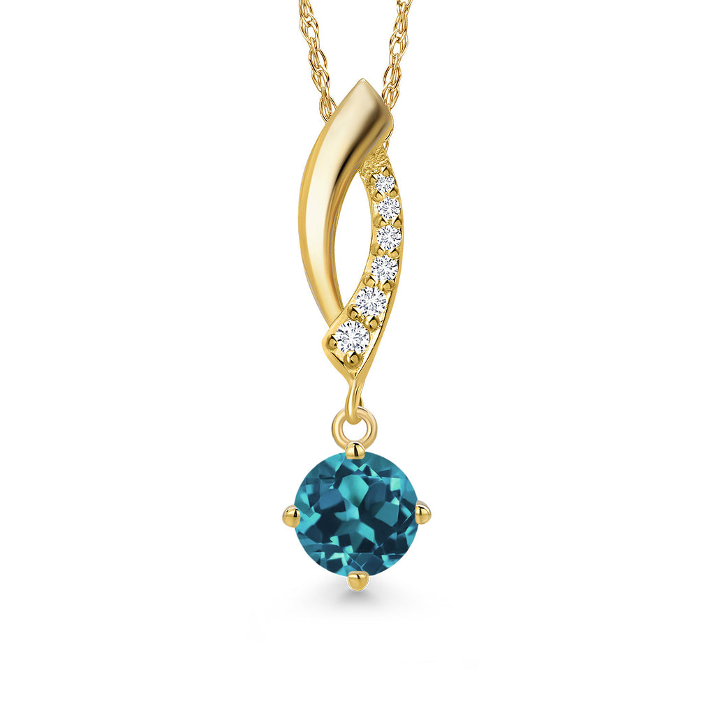 London Blue Topaz - November_Pendant in 14K Yellow Gold