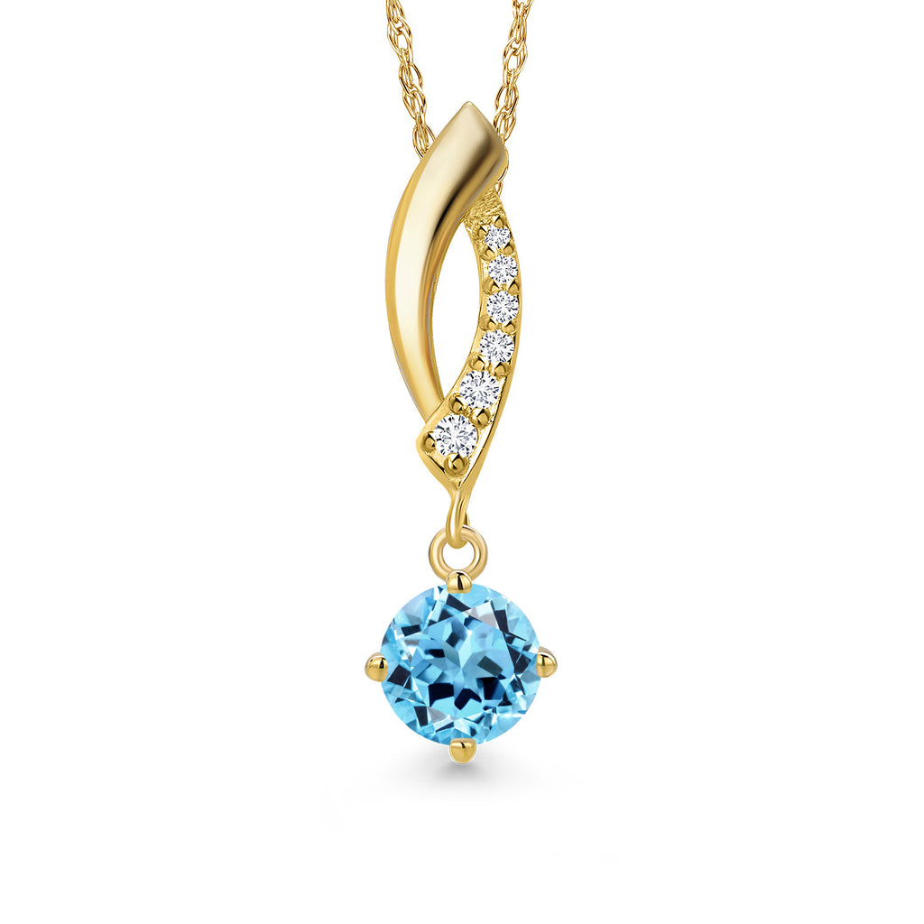 Swiss Blue Topaz - November_Pendant in 14K Yellow Gold