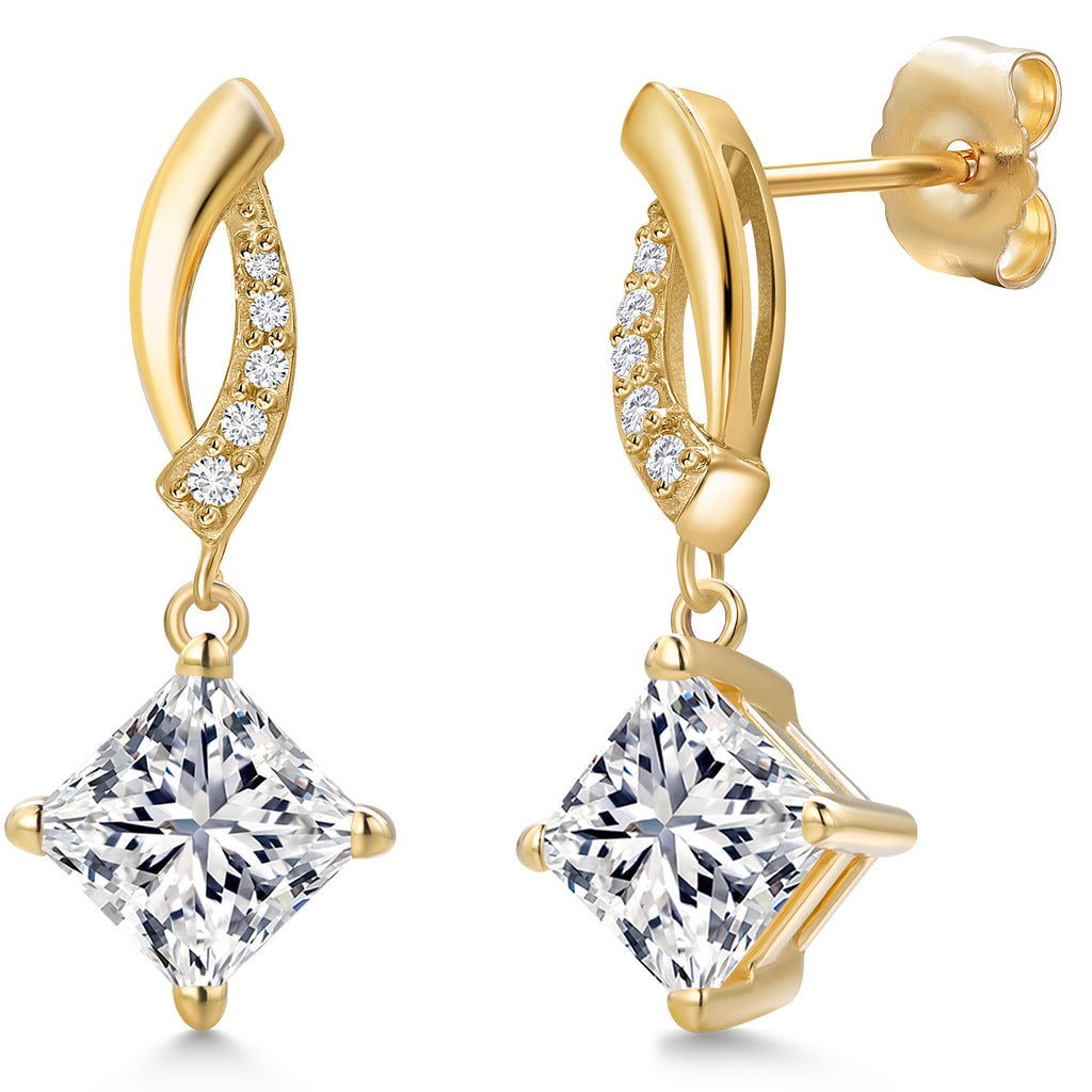 Princess Cut_Earrings in 14K Yellow Gold