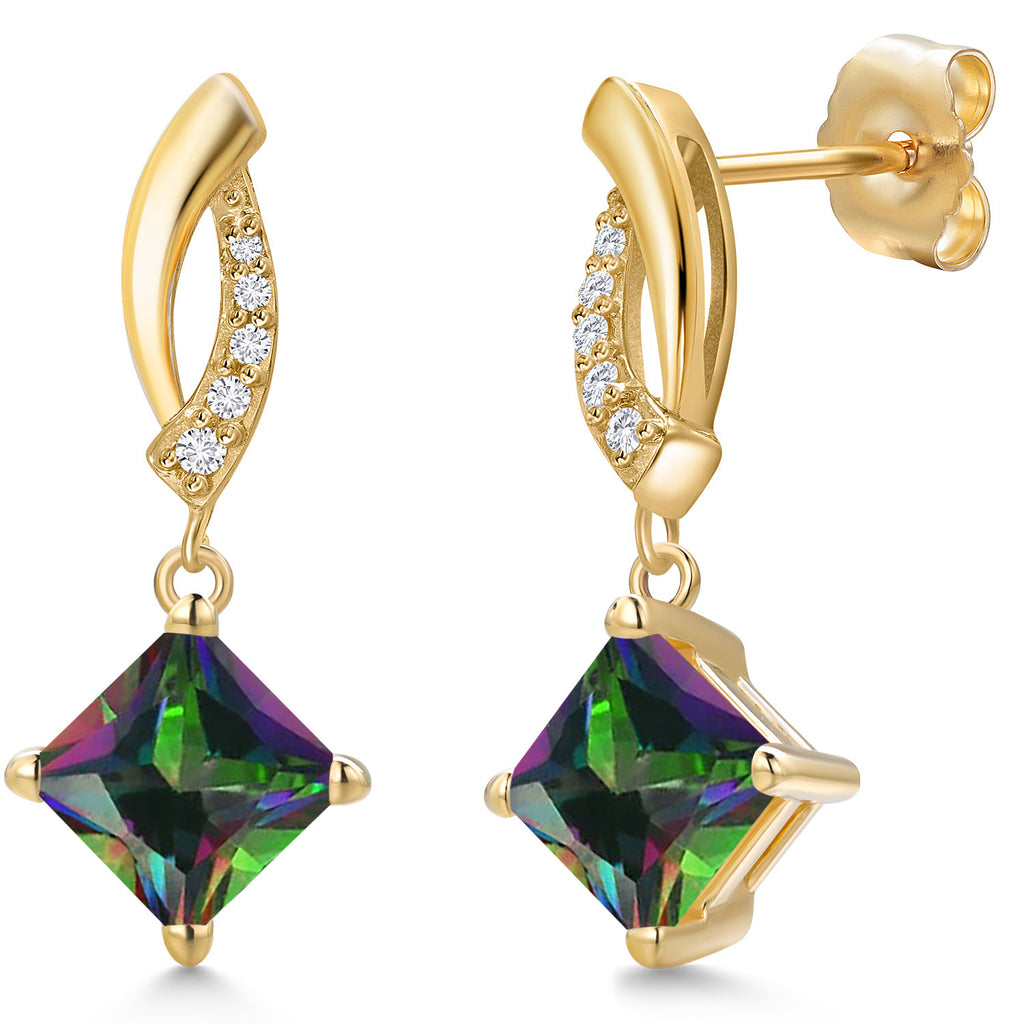 Green Mystic Topaz_Earrings in 14K Yellow Gold