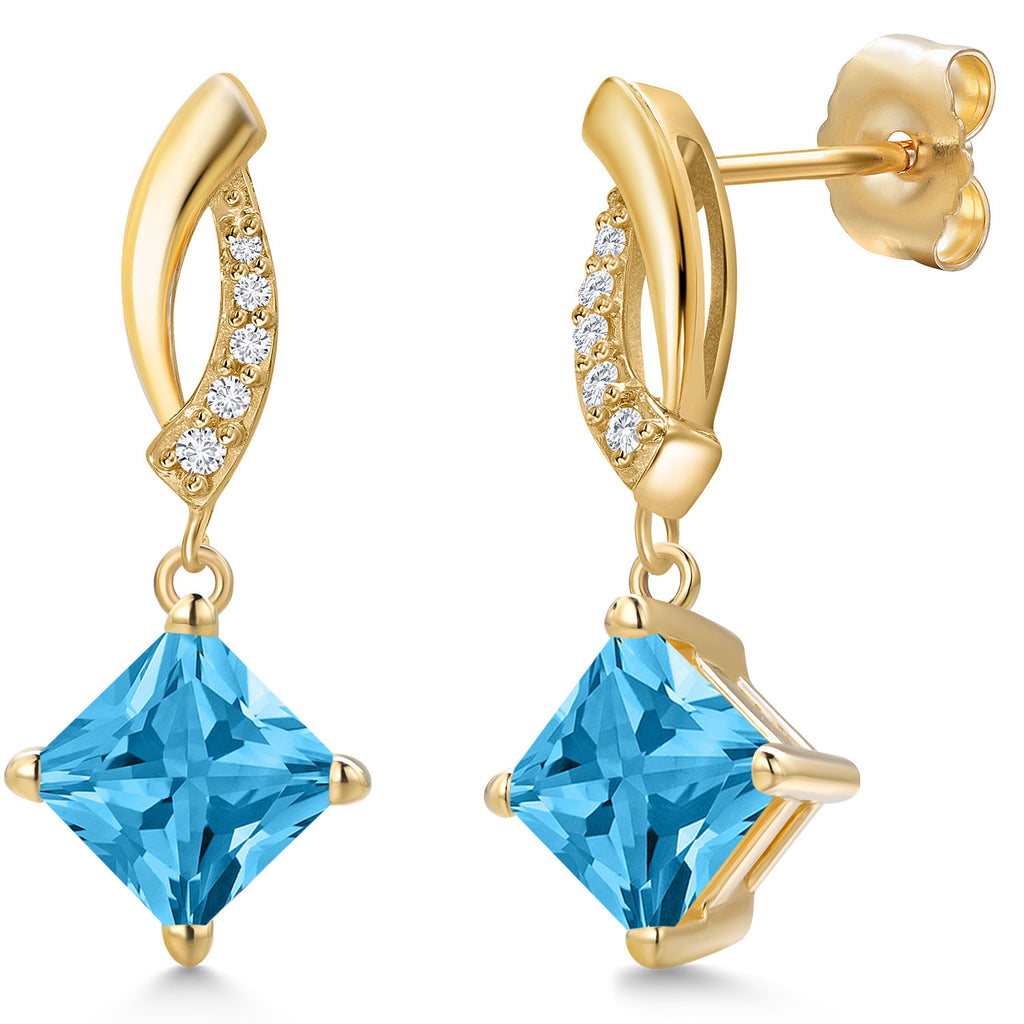 Swiss Blue Topaz - November_Earrings in 14K Yellow Gold
